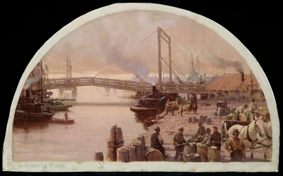 El primer puente sobre el río Chicago, 1834, 1900